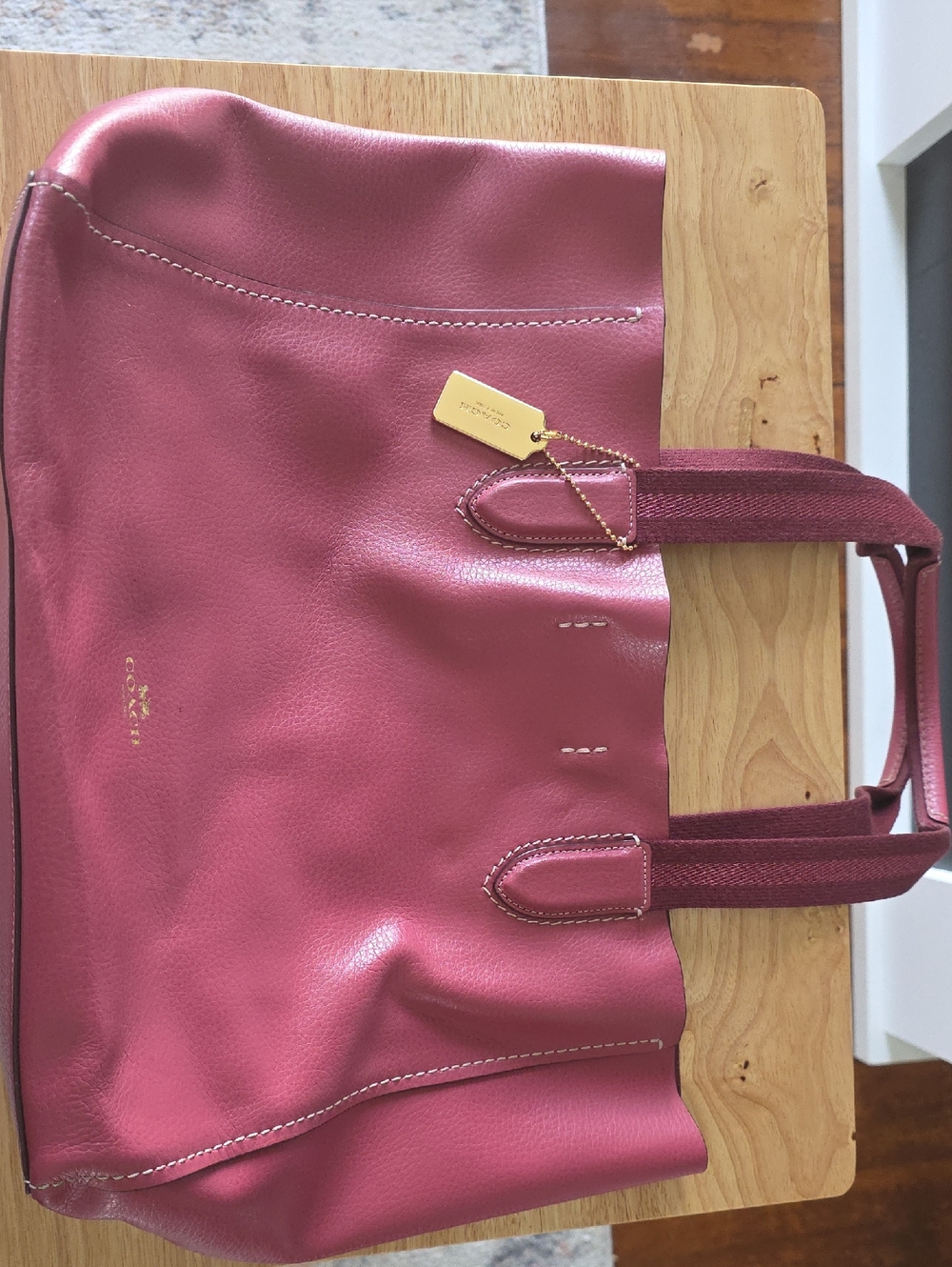 Coach Rose Pink Leather Tote with Gold Tag